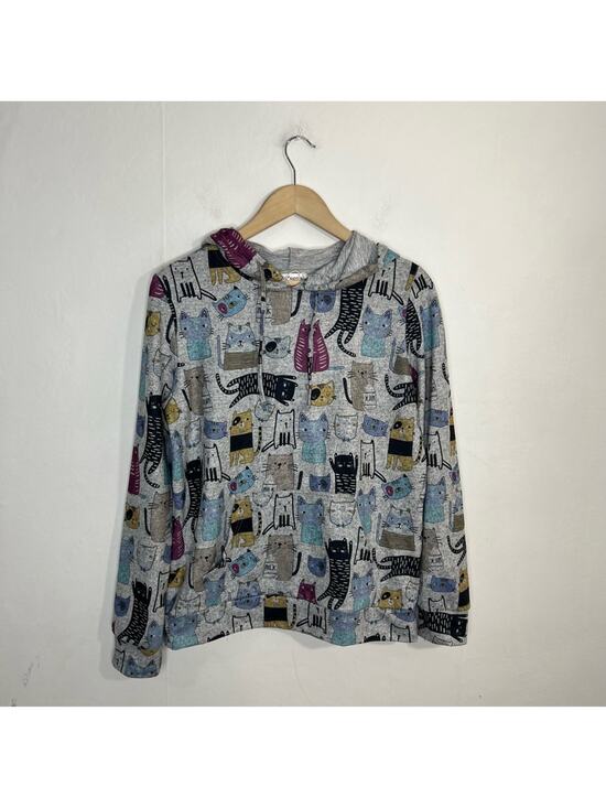 LA Soul Tops - LA Soul NWOT Cute Novelty Cat Gray Hoodie Sweatshirt Size Small